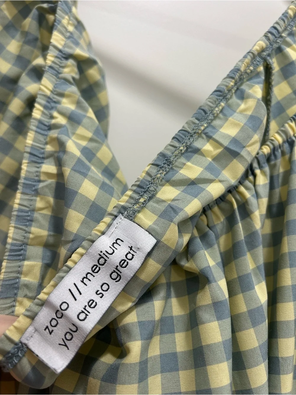 Zoco Puff Sleeve Tiered Maxi Dress Blue & Yellow Gingham Medium Never worn - Picture 4 of 5